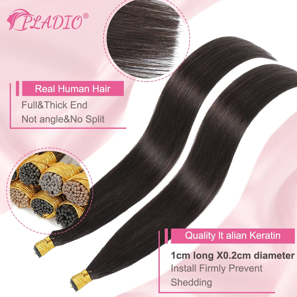 PLADIO I Tip Echthaar Extensions Keratinkapsel 12-26 Zoll
